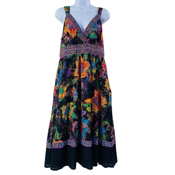 Ginger Mary Dresses & Skirts - Ginger Mary Black Colorful Floral Sleeveless Fit & Flare Dress Size 38/M